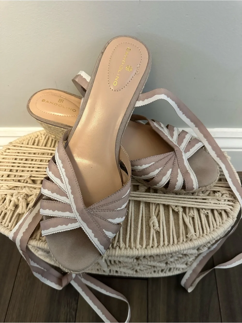 Bandolino Ribbon Espadrille Wedge Sandals - Women Size 10